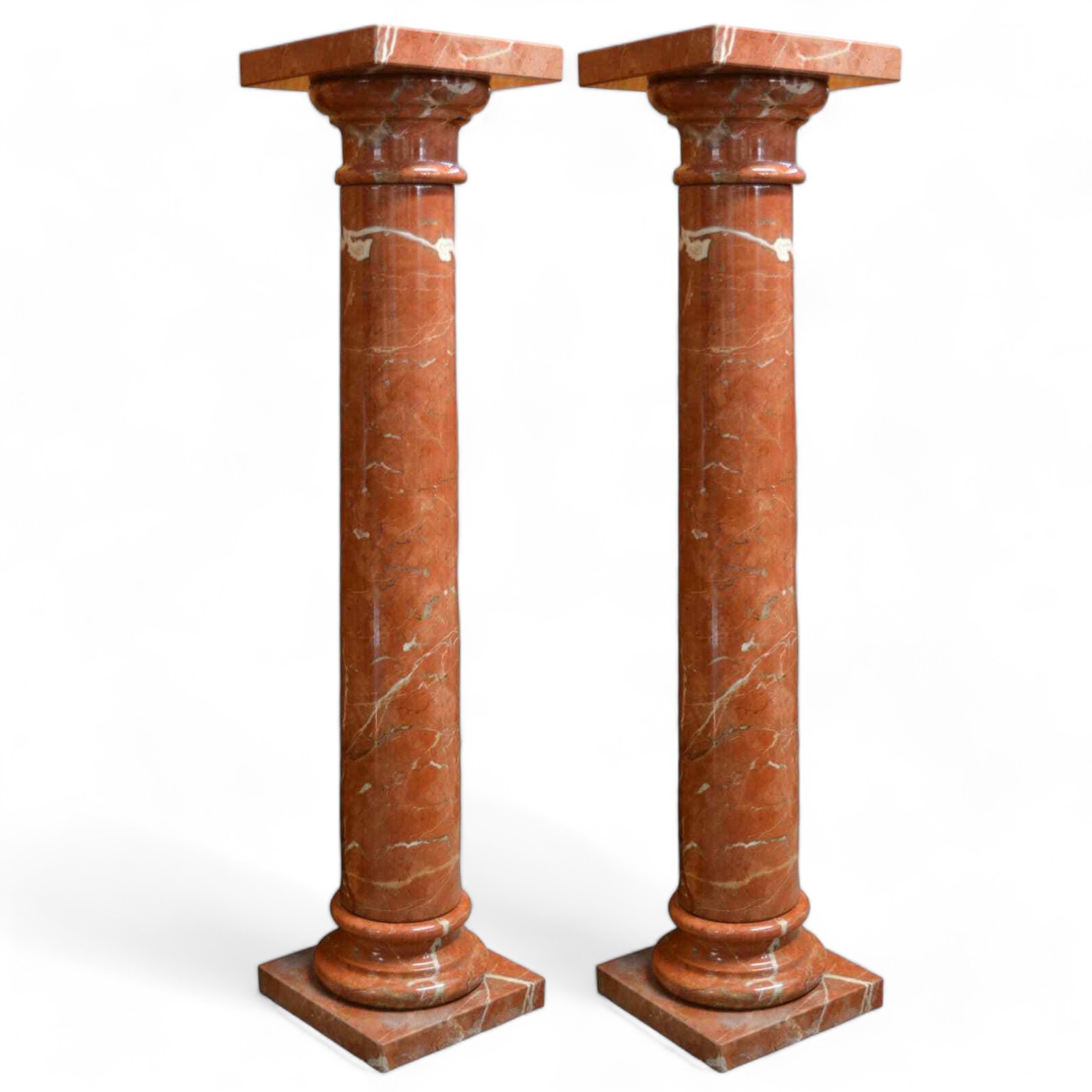 Pair of Alicante Red Marble Columns H 100cm